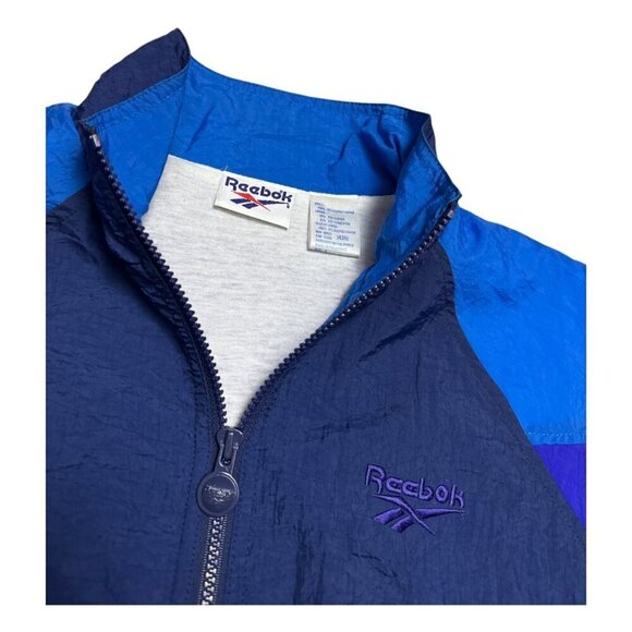 REEBOK Vintage 90s Y2K Blue Windbreaker Bomber Retro Light Jacket Womens Large - Picture 3 of 6